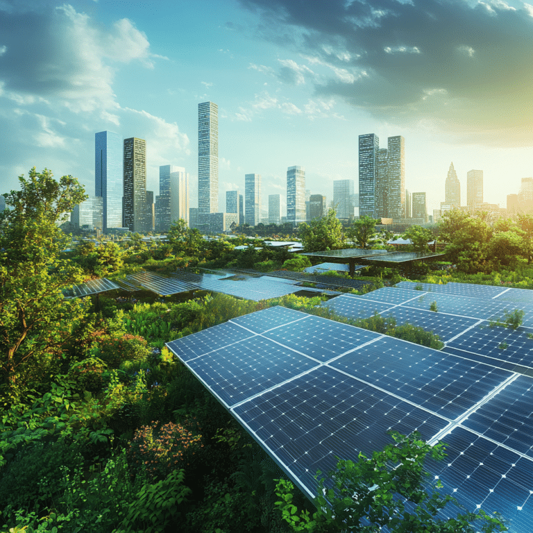 panneaux solaires sur des toits avec de la verdure